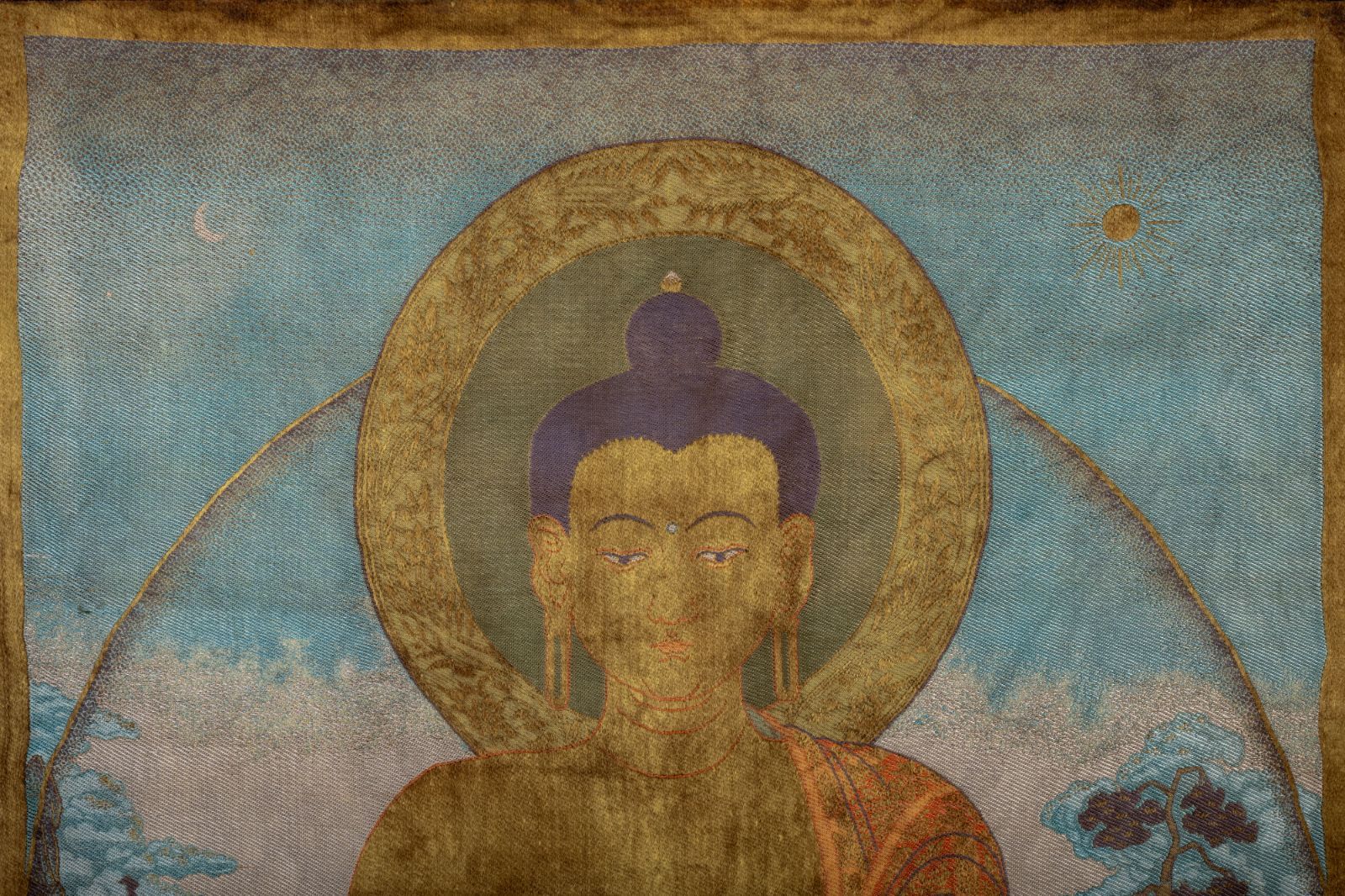 聚宝】中国古美術 仏像刺繍 仏画 仏像図 絹本 密教 仏教美術 掛軸 伝統