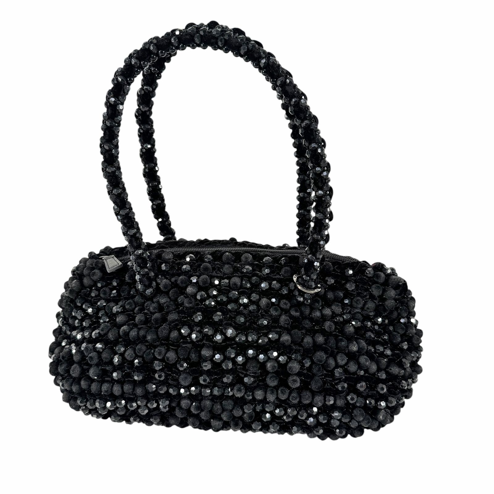 □アンテプリマ□ハンドバッグ□ベロア□ビーズ□ブラック系□J0800