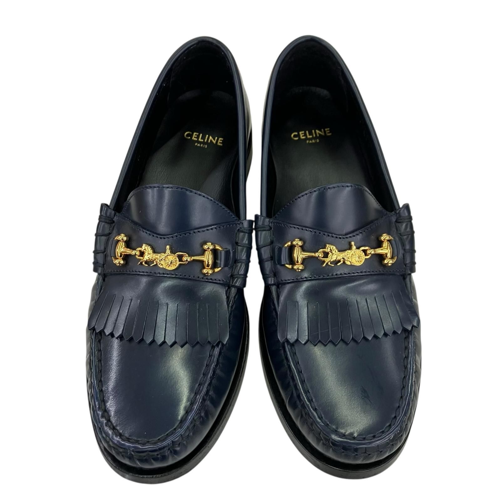186005 CELINE セリーヌ ローファー 22～22.5cm ネイビー - メルカリ