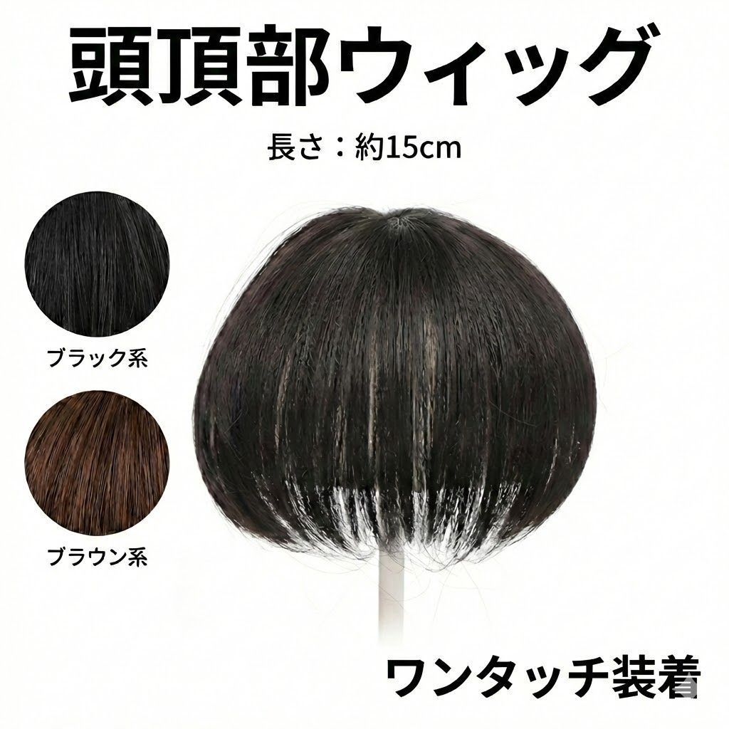 頭頂部ウィッグ 部分ウィッグ つむじ 分け目 自然カバー ワンタッチ 