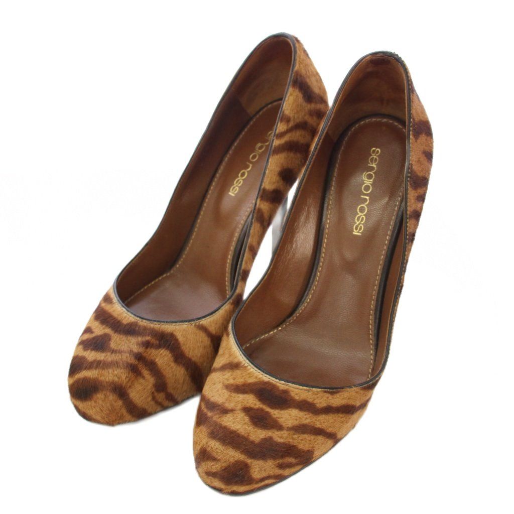 セルジオロッシ Sergio rossi パンプス ハイヒール アニマル柄 ハラコ