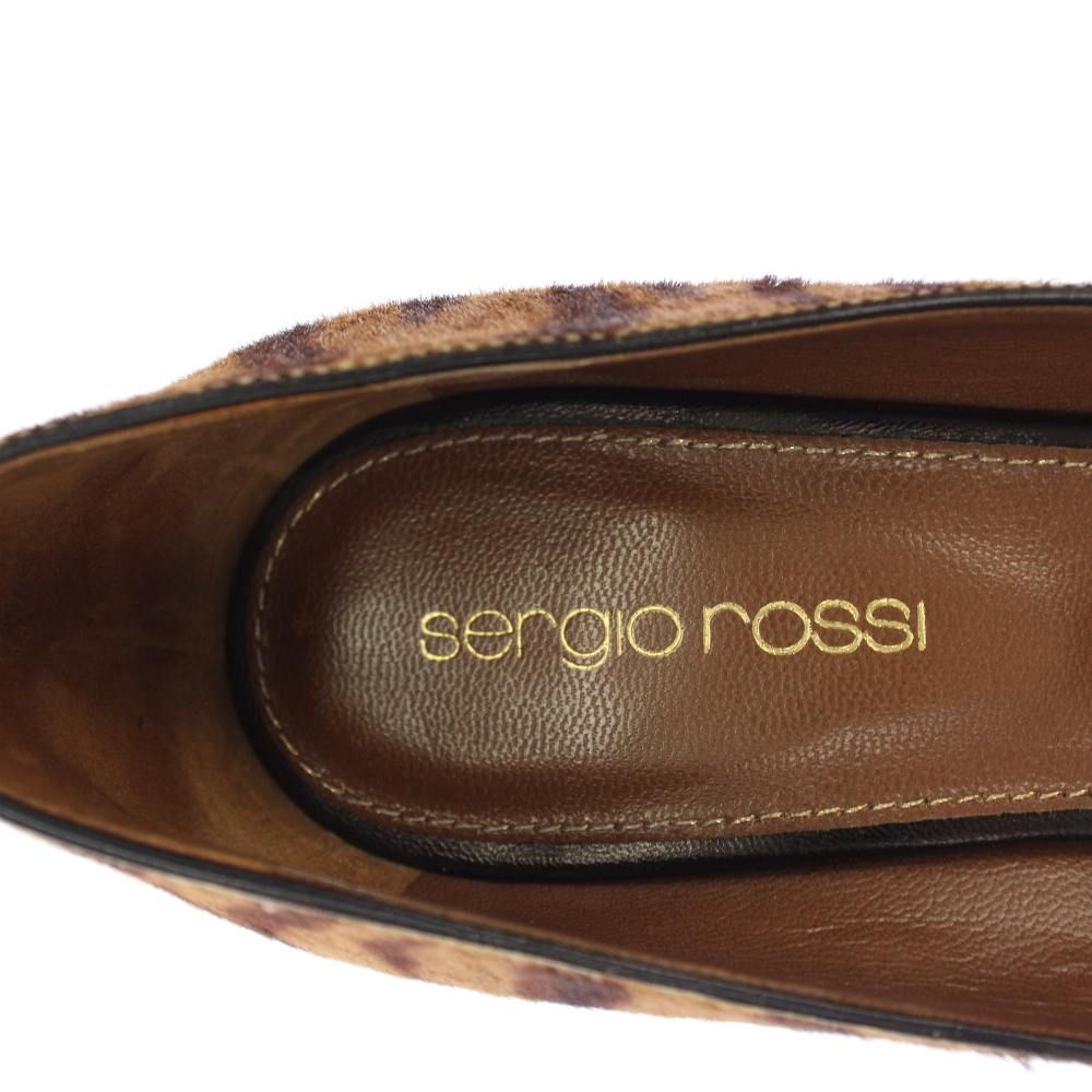 SERGIO ROSSI 美品 パンプス ハラコ ギャザー アニマル柄 ヒョウ柄