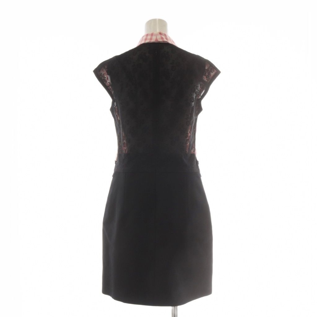 カルヴェン CARVEN ワンピース 36 ピンク 黒 ブラック チェック柄