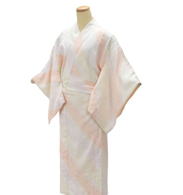 長襦袢 正絹 斜段ぼかし 梅地紋 身丈127cm 裄丈61cm リサイクル 良品