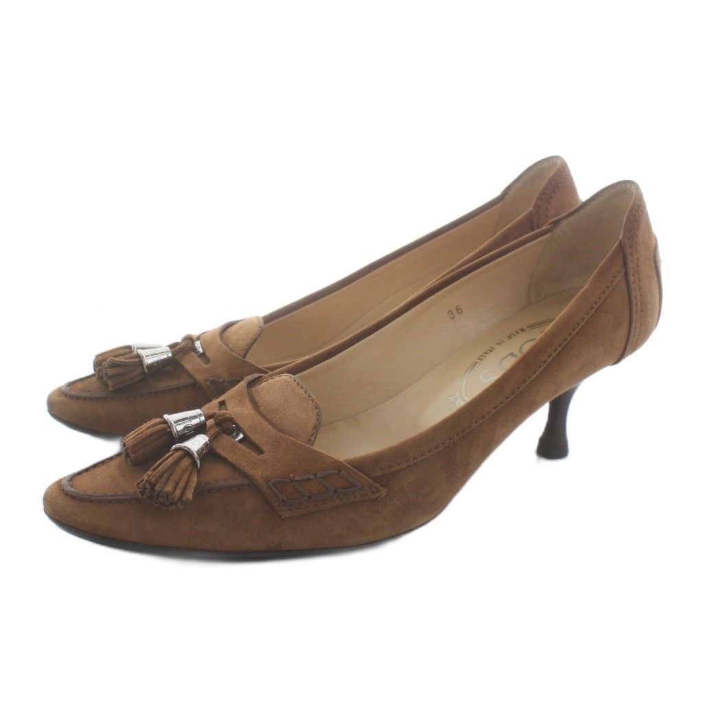 トッズ TOD'S パンプス タッセル スエード 36 茶 ブラウン /KU - メルカリ