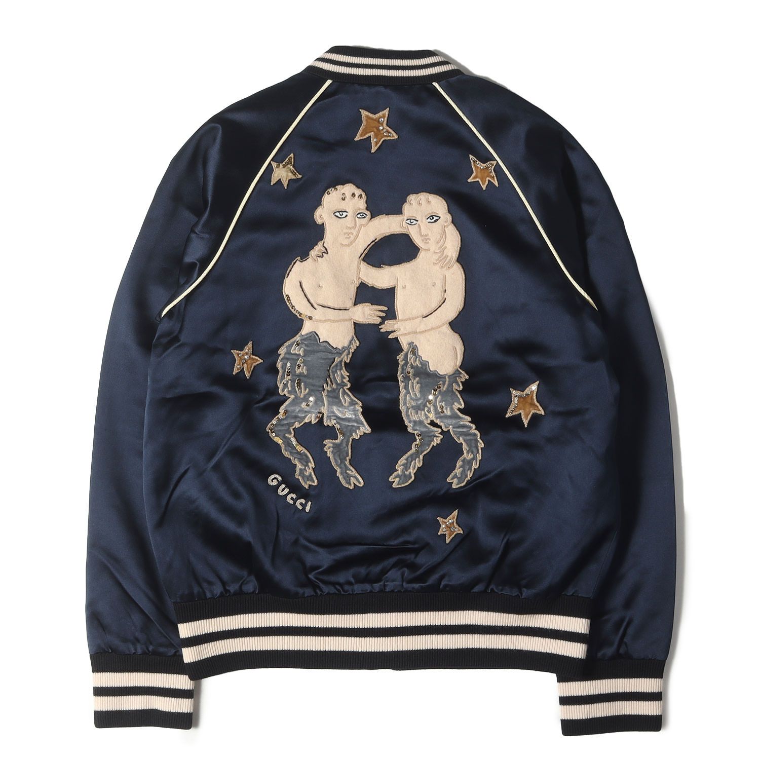 値下げ！GUCCI DIY スカジャン GUCCI グッチ スカジャン ネイビー 紺 サイズ:46 | GUCCI DIY