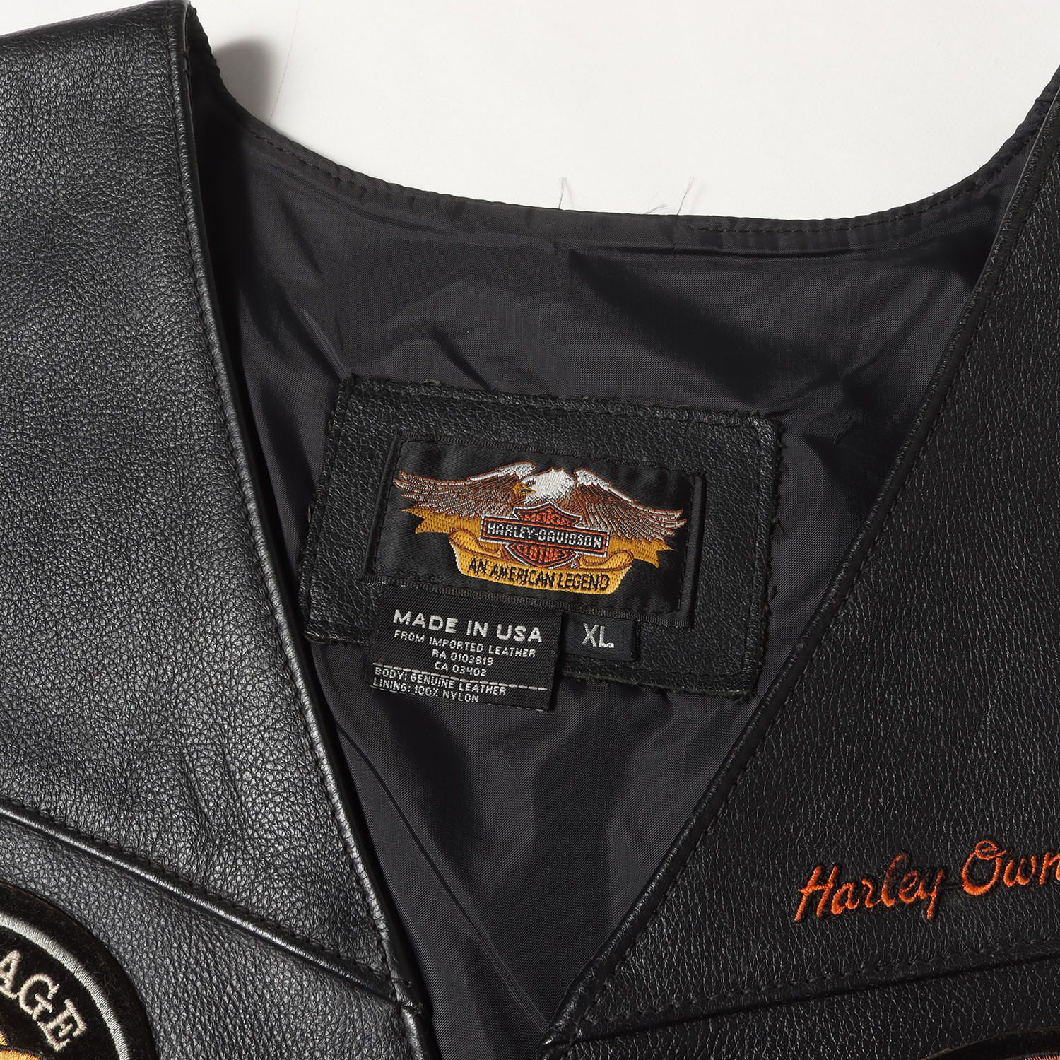 ハーレーダビットソン　本革　ベスト　ワッペン　銀ボタン　Mサイズ　ブラック ハーレーダビットソン 本革 ベスト ワッペン 銀ボタン Mサイズ