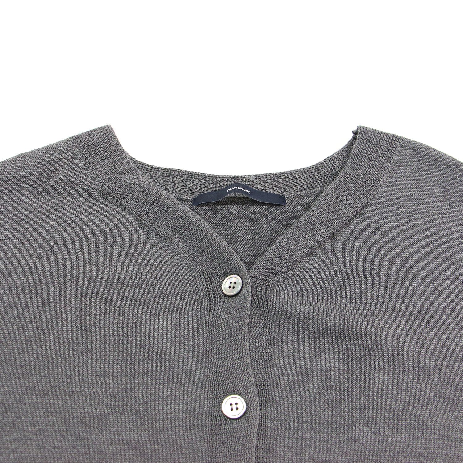 新品♥FRAMe WORKフレームワーク Vネックビッグカーディガン グレー FRAMeWORK（フレームワーク）の「Vネック ビッグカーディガン