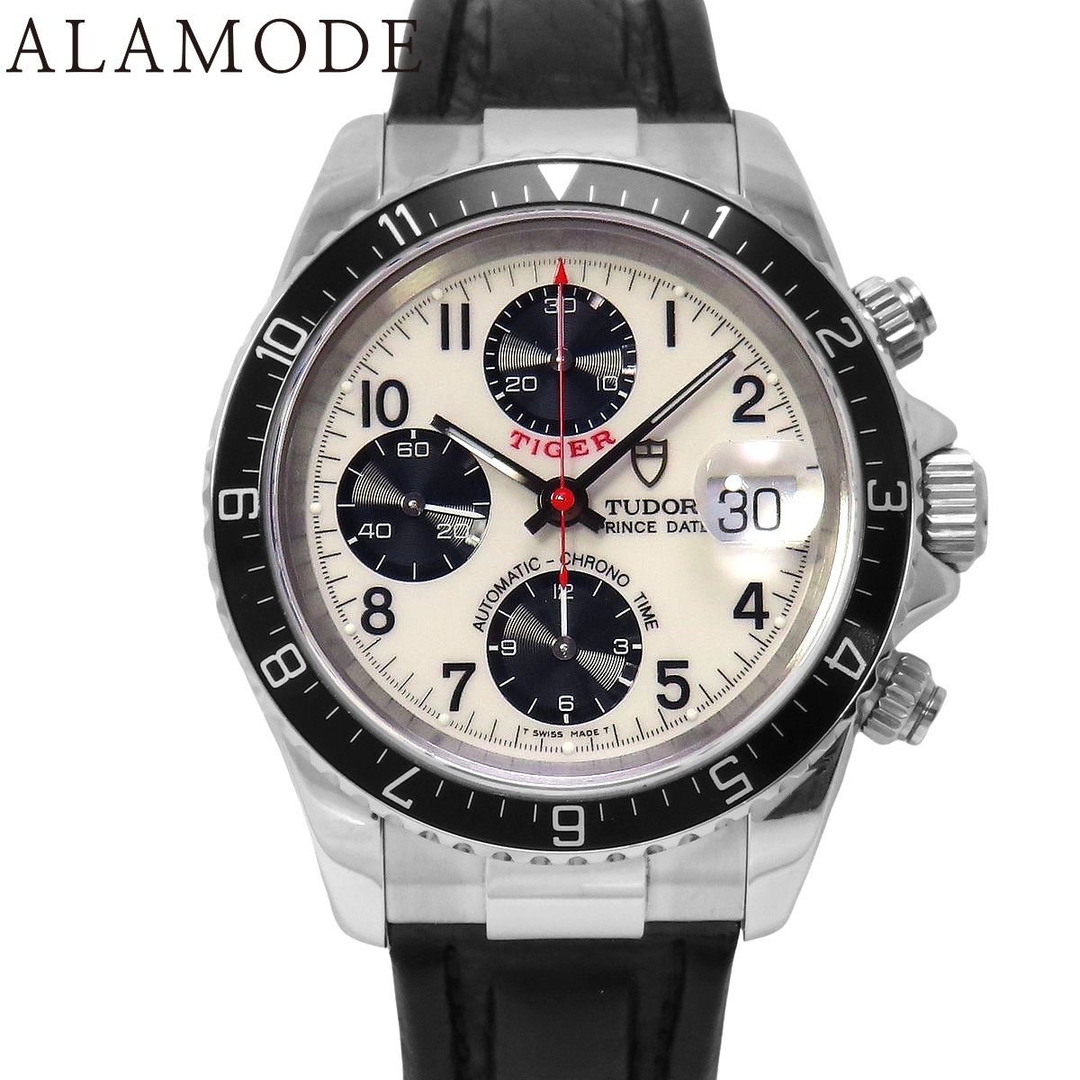 チューダー プリンスデイト クロノグラフ 79270 SS 革 オフホワイト 自動巻き メンズ 40802162635 アラモード