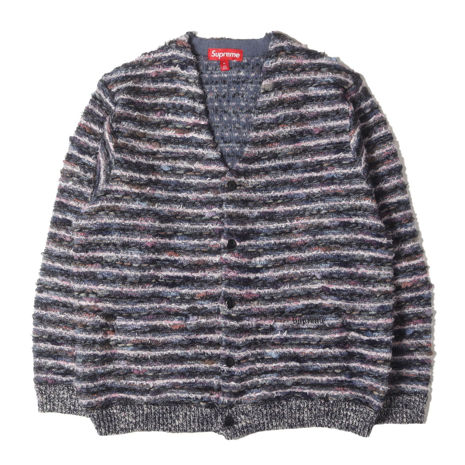 今期Supreme シュプリームストライプニットカーディガン Sネイビー Supreme(シュプリーム) 25SS Herringbone Cardiganロゴ ストライプ