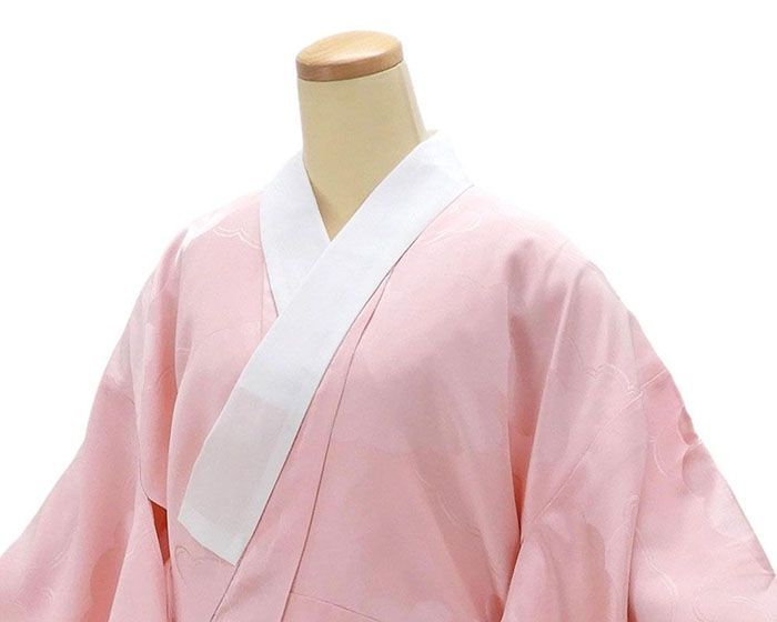 長襦袢 袷用 緑 地紋 雲 ねじ花 ネジ花 裄67.5 L 中古 sn1587 長襦袢