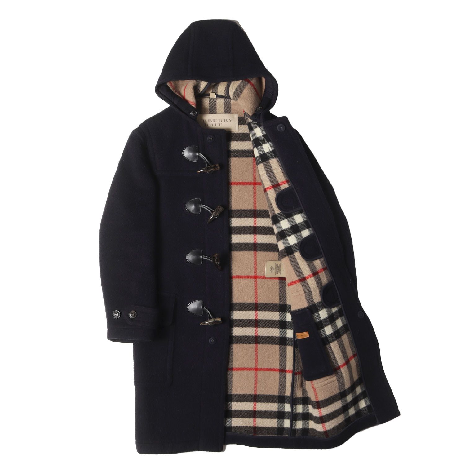 バーバリー ノバチェック ウール ロング ダッフルコート ネイビー 大きいサイズ ⭐美品 バーバリー ダッフルコート ノバチェック ネイビー ロング丈 7AR