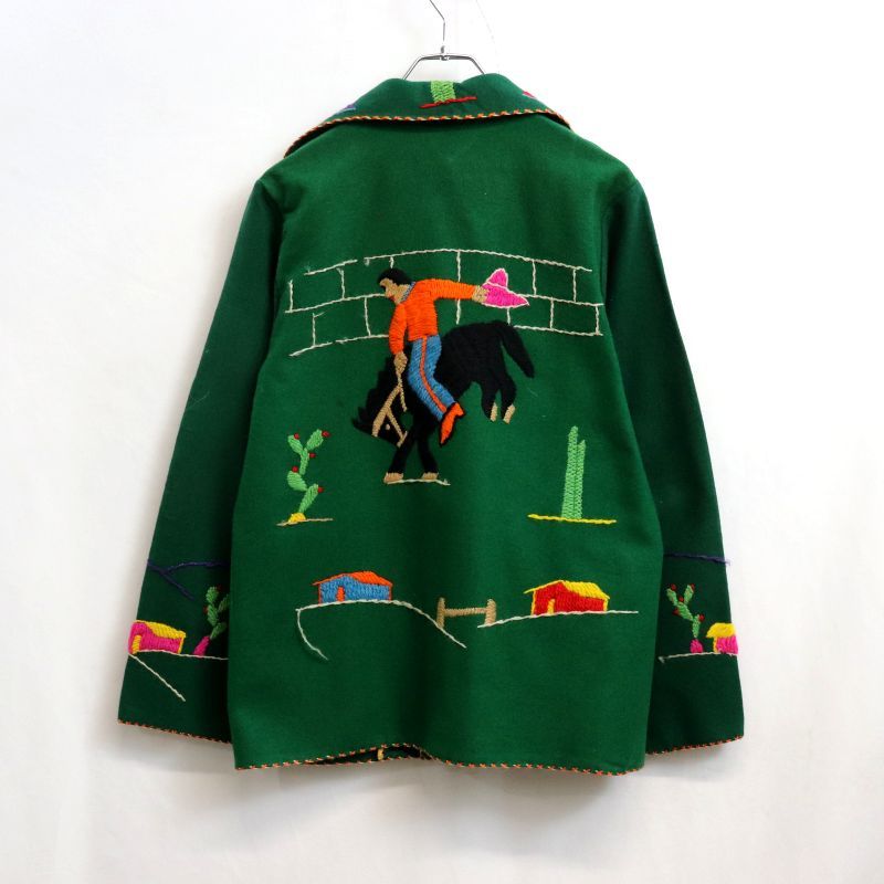 60s vintage メキシカン 刺繍 ウール ジャケット レディース Sサイズ