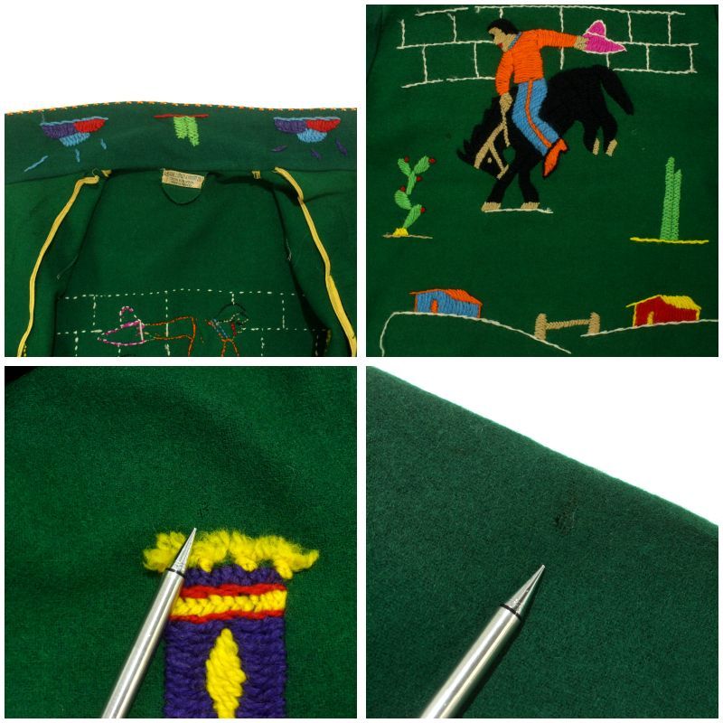 60s vintage メキシカン 刺繍 ウール ジャケット レディース Sサイズ