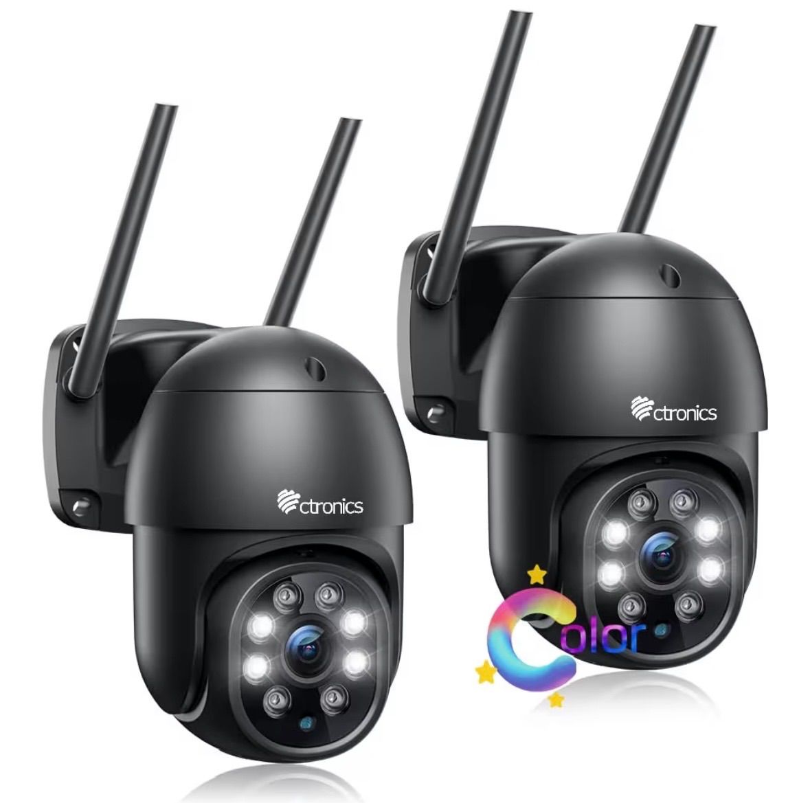 Ctronics 防犯カメラ 屋外 2個セット 自動追尾 スマホ・PC遠隔操作 AI
