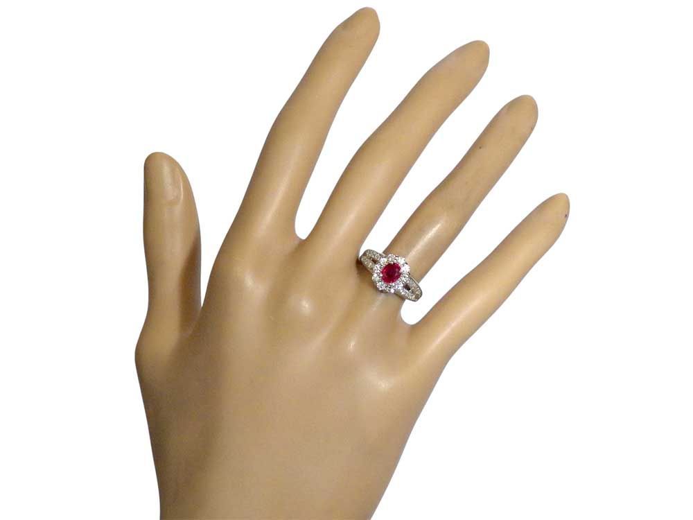 ルビー ダイヤモンドリング Pt900 5.85g 10号 中宝ソーティング付き