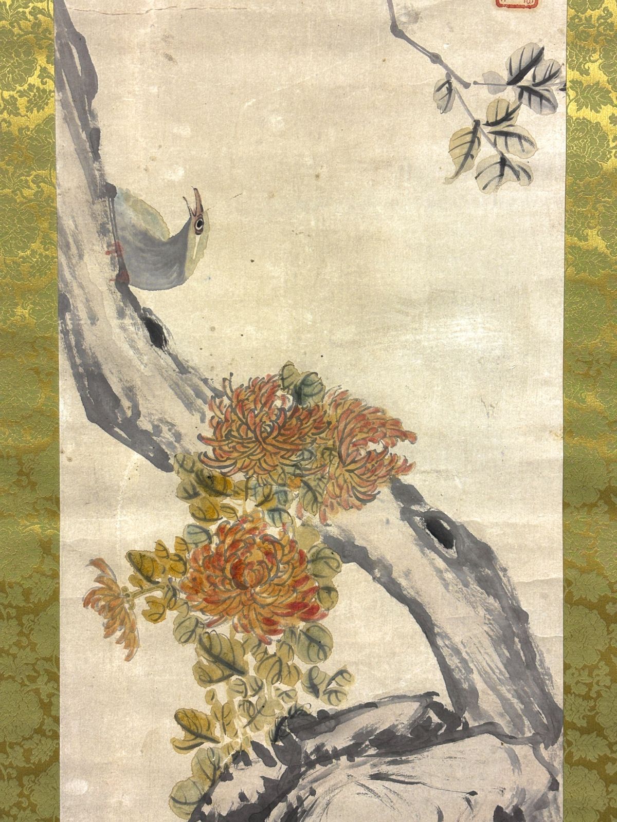 中国花鳥画 齐白石 花卉草虫図 四条屏 掛け軸セット 証書付き／中国