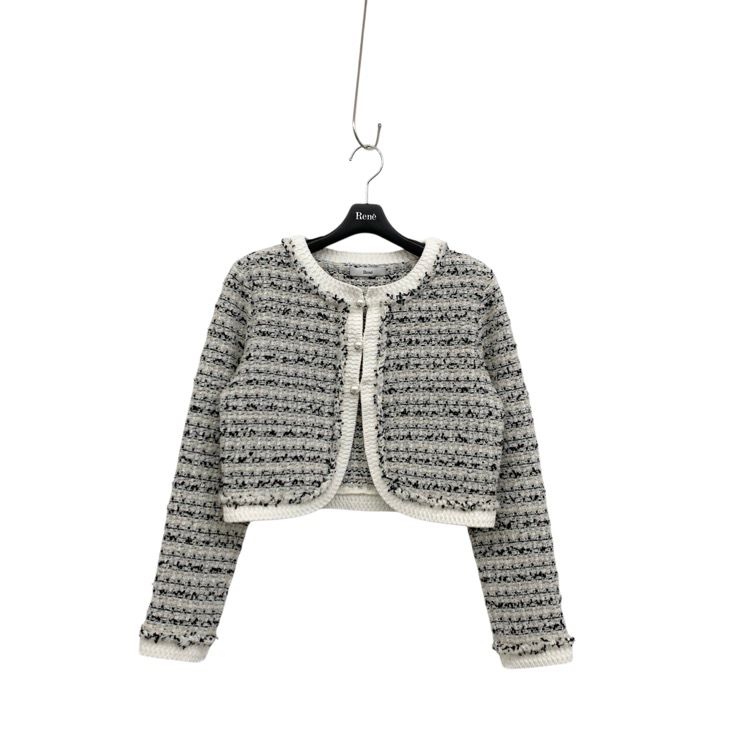 【新品未使用】ルネ ニット 襟付き 34 パールボタン　カーディガン 未使用品 2025年 Rene ルネ ニット カーディガン パールボタン