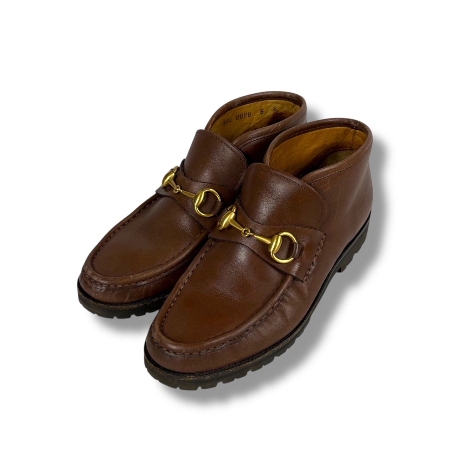 グッチ ホースビット ローファー ブラウン レザー 23.5cm相当 グッチ ホースビット 1953〕メンズ ローファー ・ブラウン レザー