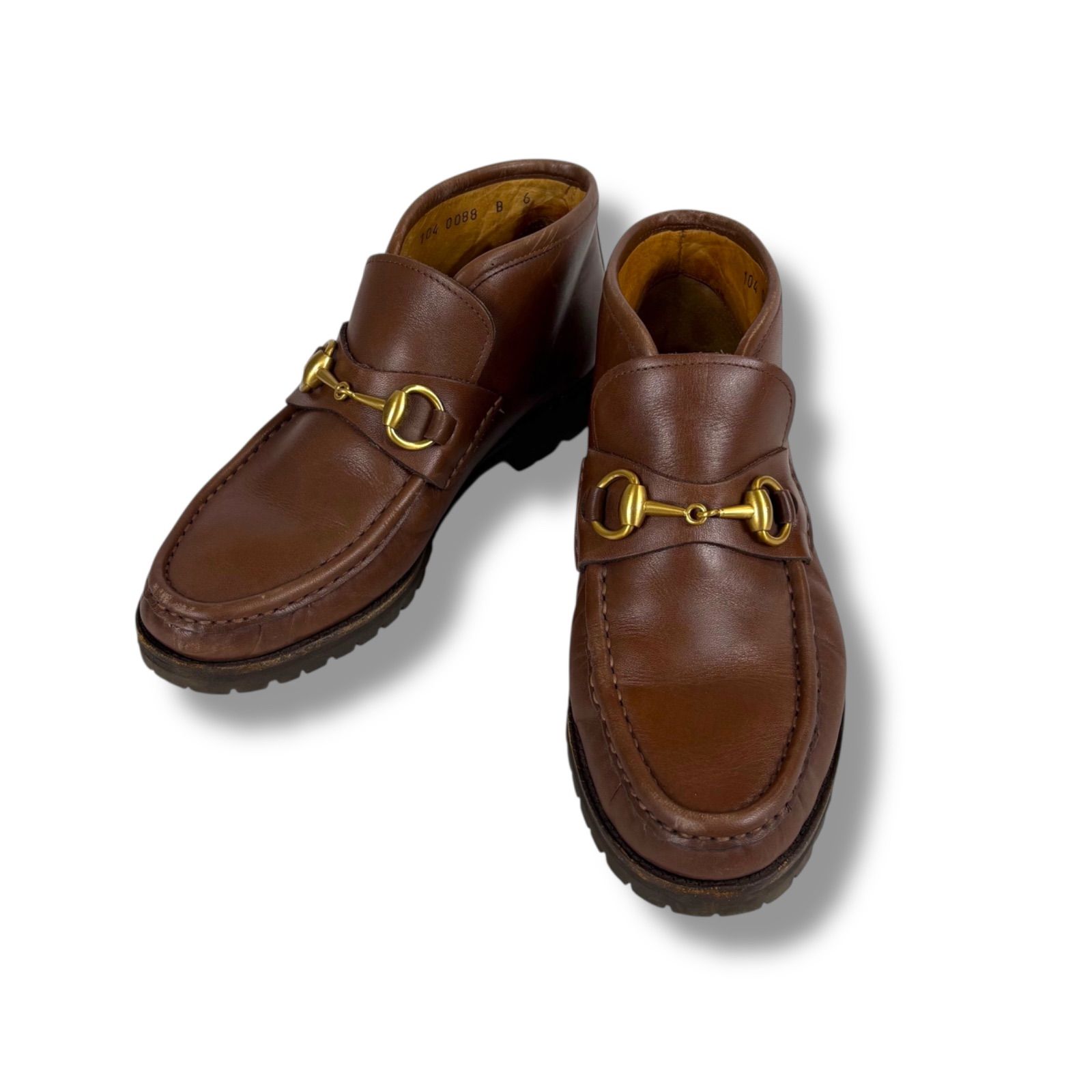 グッチ GUCCI ホースビット ショートブーツ ローファー ブラウン