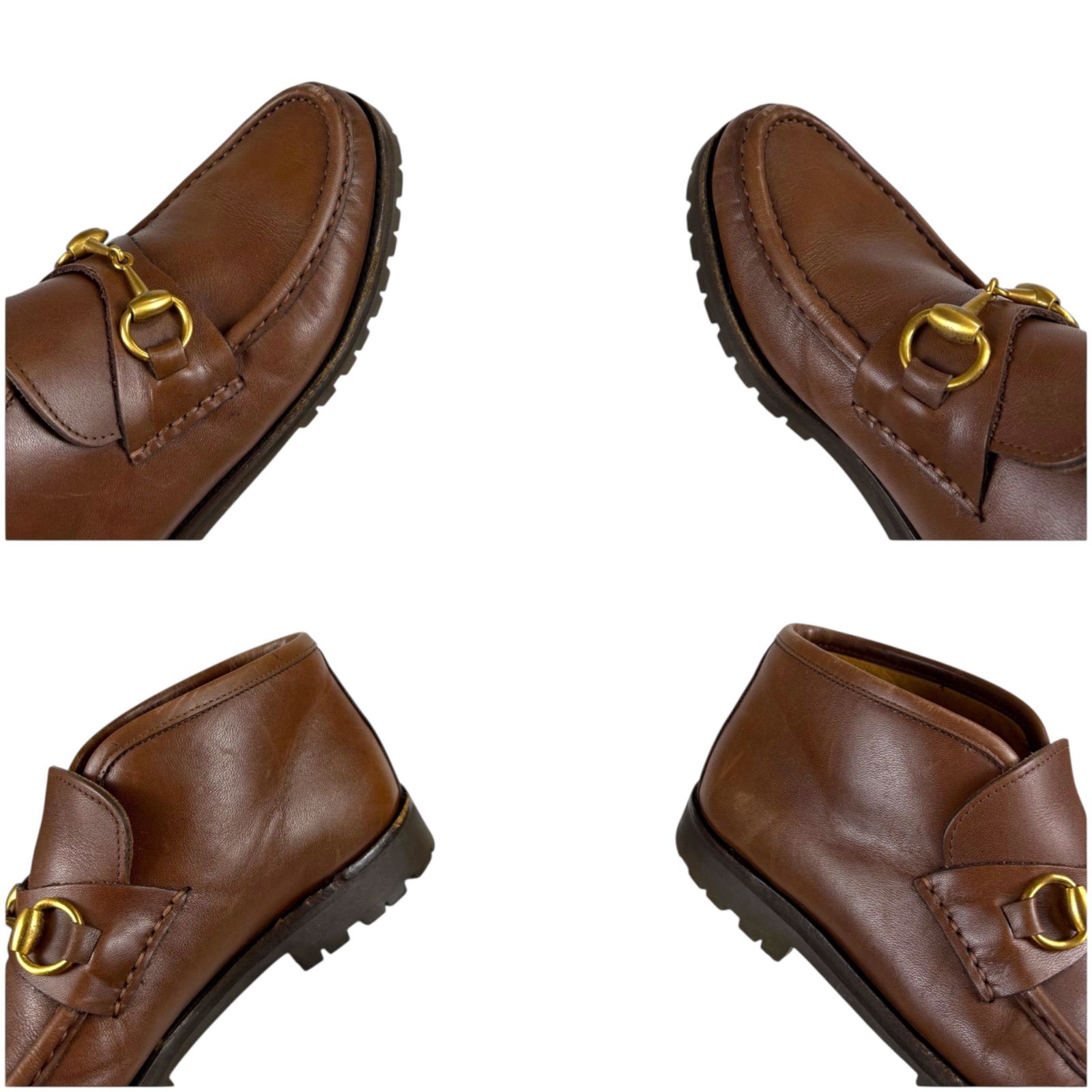 グッチ ホースビット ローファー ブラウン レザー 23.5cm相当 レディース] ITALY製 グッチ ホースビットローファー ス レザー