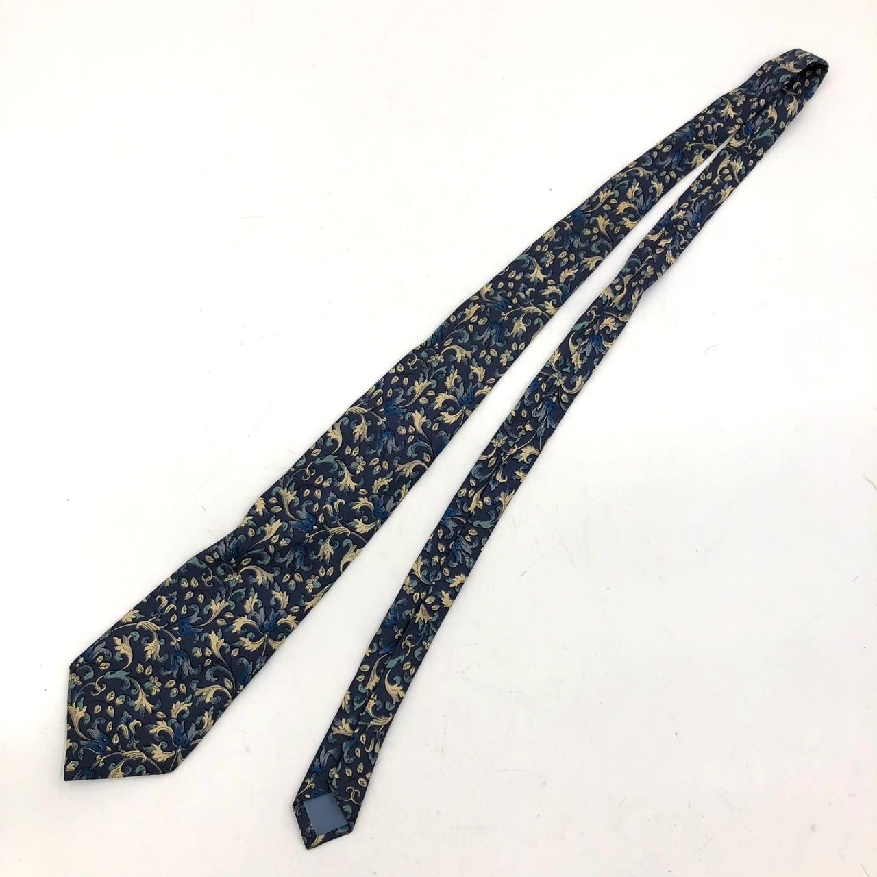 セリーヌ ネクタイ マカダム柄 トリオンフ シルク100% 紺 ネイビー