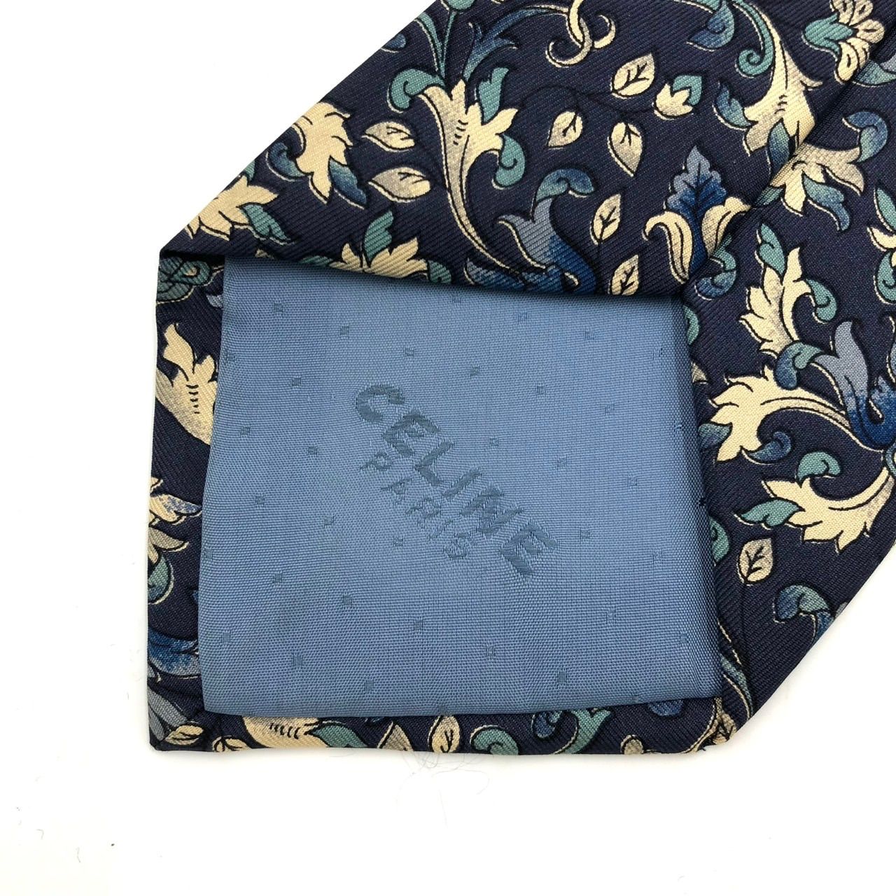 セリーヌ ネクタイ マカダム柄 トリオンフ シルク100% 紺 ネイビー