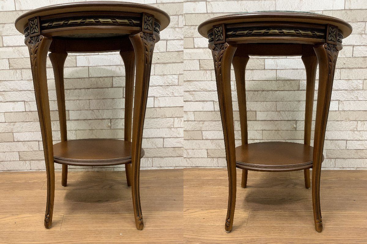 □大理石天板 サイドテーブル イタリアンクラシック コンソール ロココ