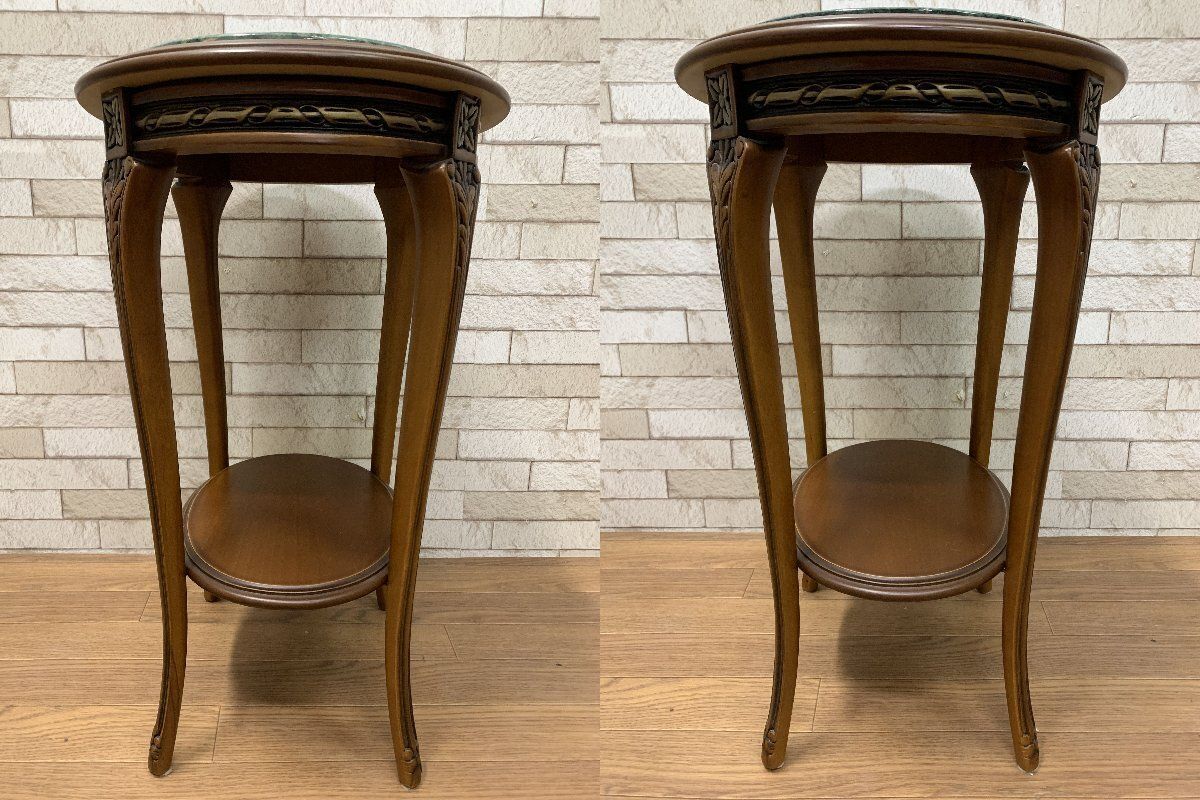 □大理石天板 サイドテーブル イタリアンクラシック コンソール ロココ