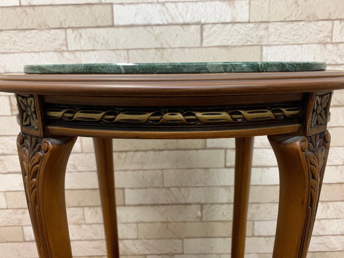 □大理石天板 サイドテーブル イタリアンクラシック コンソール ロココ