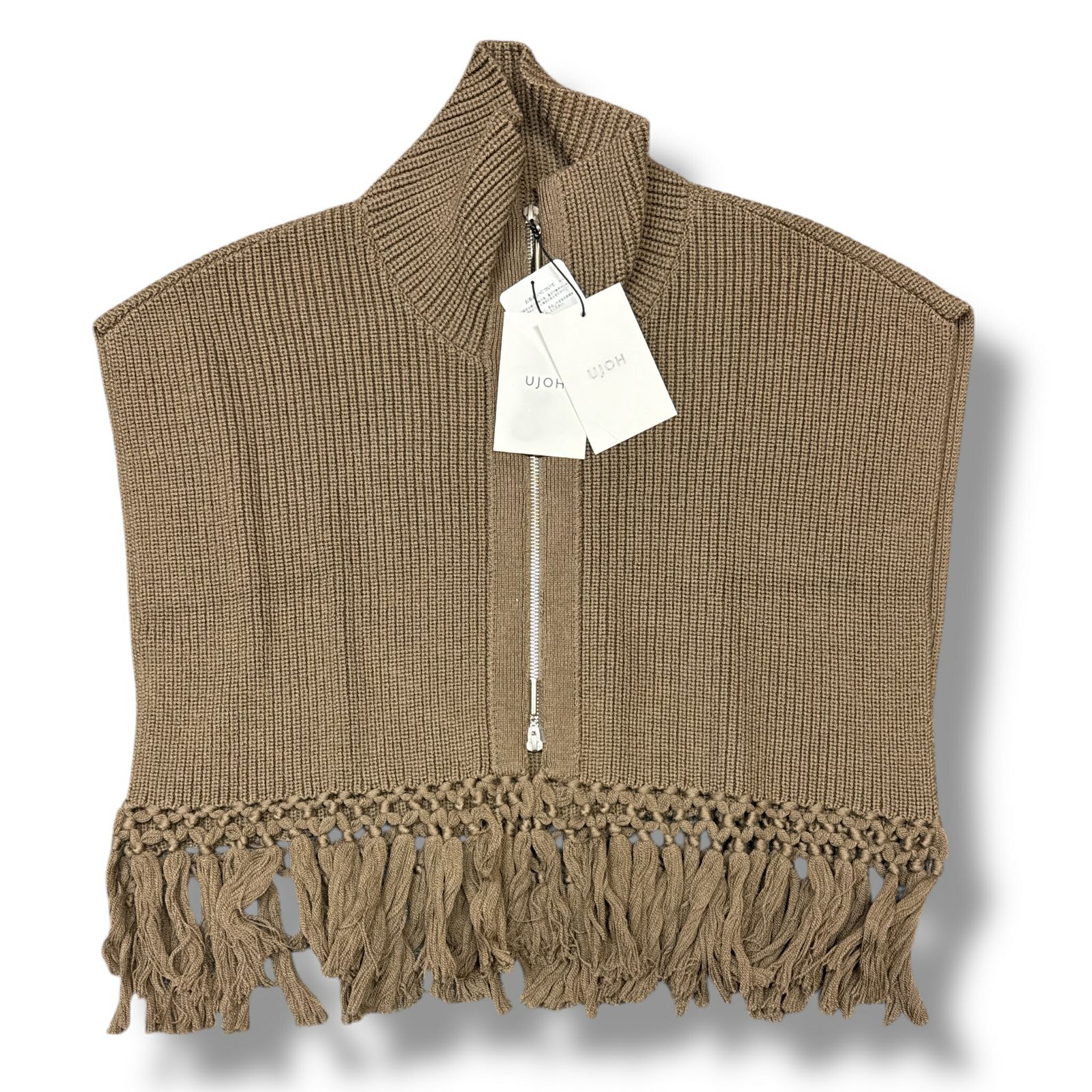 参考上代46200円 未使用 UJOH Fringe High Neck Knit Vest フリンジ