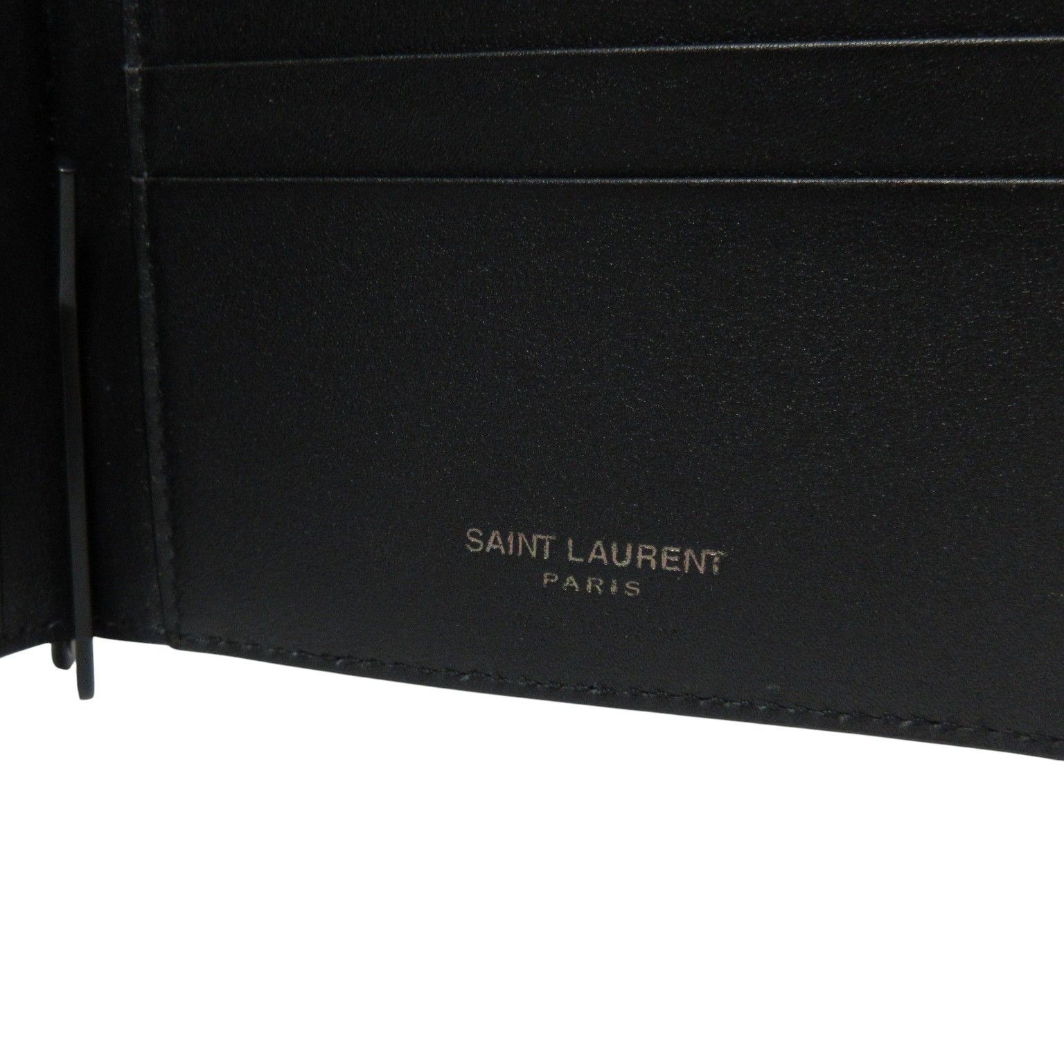美品メンズ サンローラン パリ黒ビルクリップウォレット レザー二