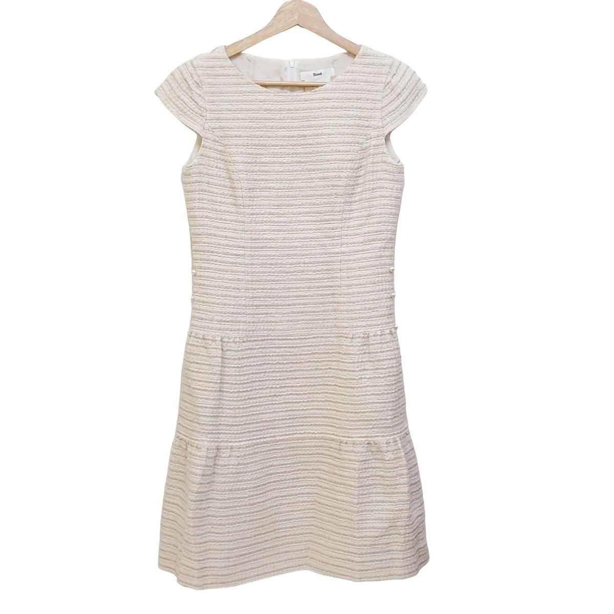 Rene ベージュ✖️ホワイト　ワンピース　ルネ 中古・古着通販】Rene (ルネ) ワンピース ベージュ サイズ:38