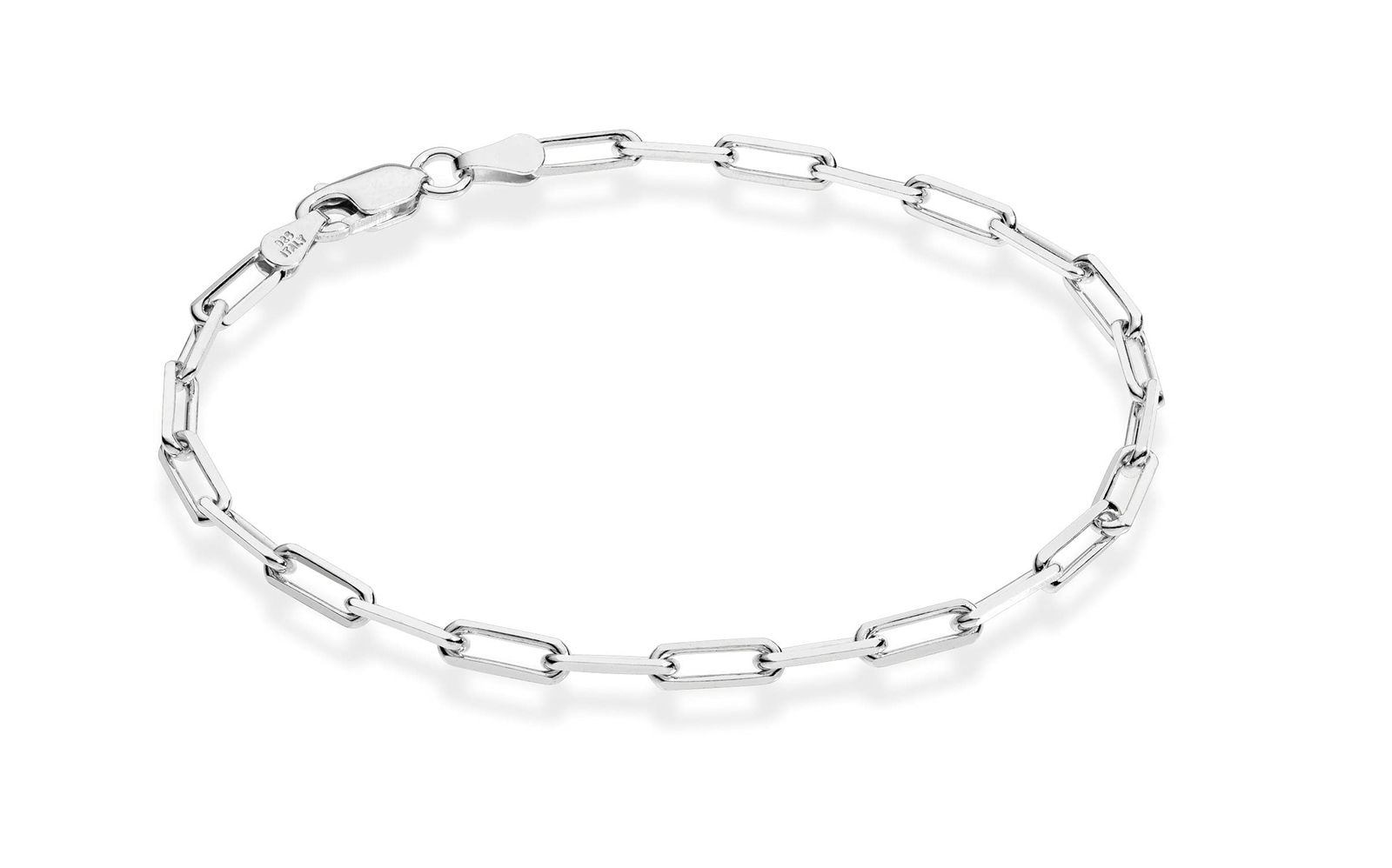 Miabella ソリッド925スターリングシルバーイタリアン3mmペーパークリップリンクチェーンブレスレット レディース メンズ イタリア製, 7 Inch, スターリングシルバー。 [長さ7インチ(レディースSサイズ)]