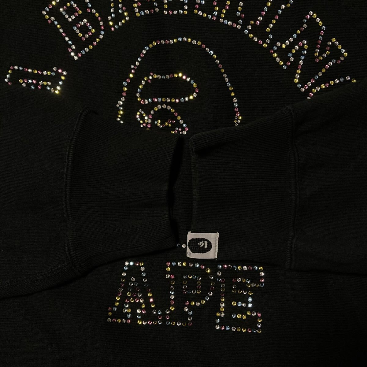 BAPE スワロフスキー カレッジロゴ パーカー レディース TALLサイズ スワロフスキー カレッジロゴ プルオーバー パーカー レディース TALL