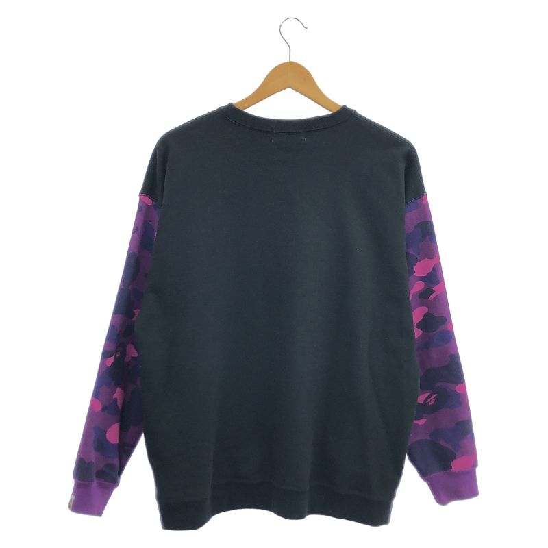 中古】A BATHING APE 袖カモスウェット F ブラック パープル ア