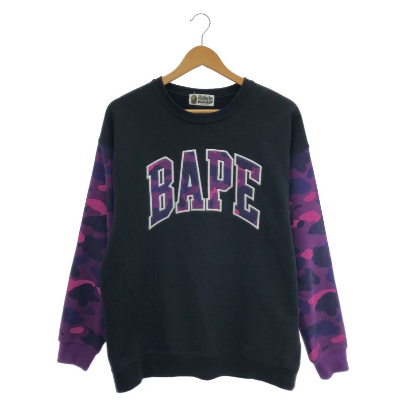 【中古】A BATHING APE 袖カモスウェット F ブラック パープル アベイシングエイプ[10][240010501080] 中古】A BATHING APE 袖カモスウェット F ブラック パープル ア