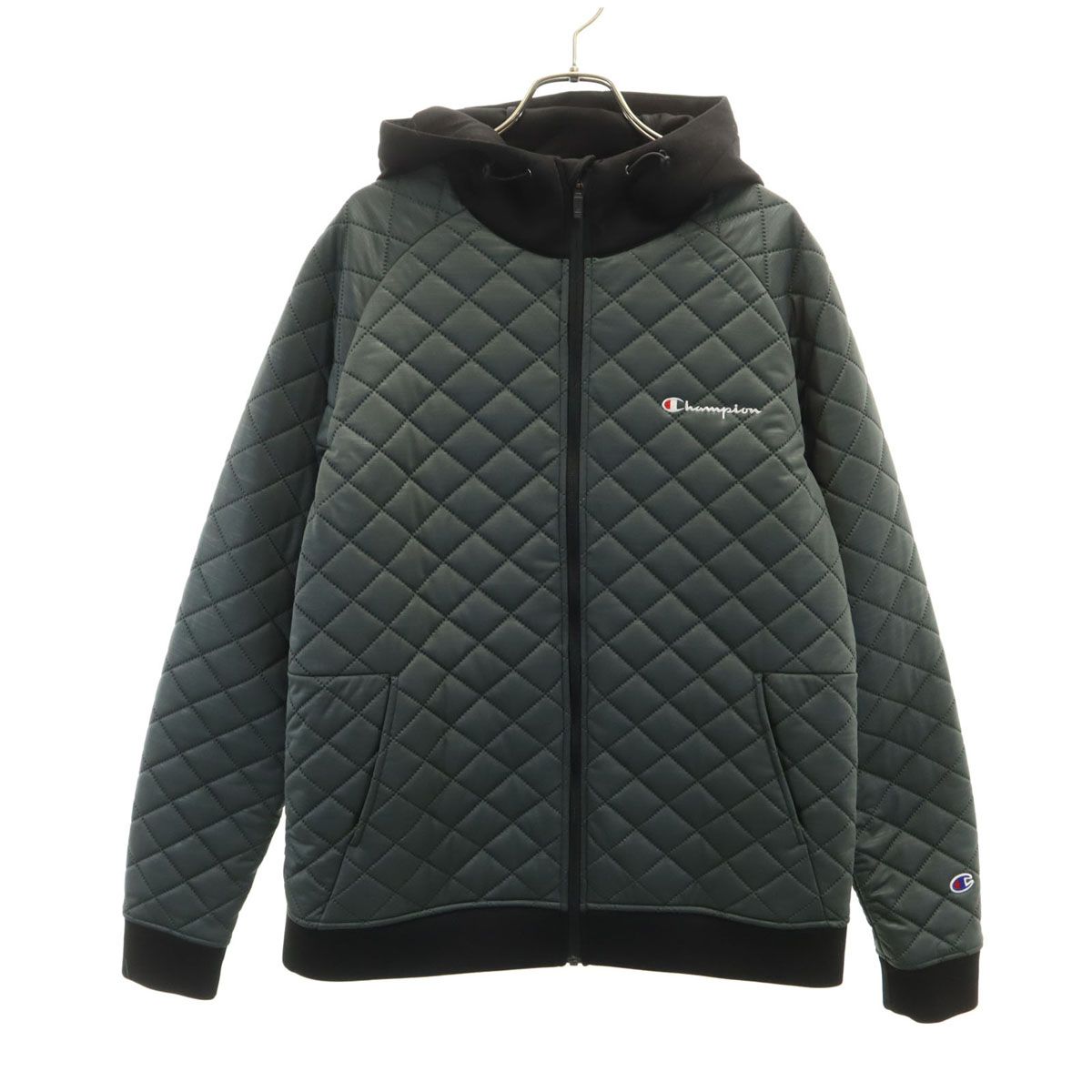 Champion チャンピオン キルティングジャケット L カーキ メンズ 古着 