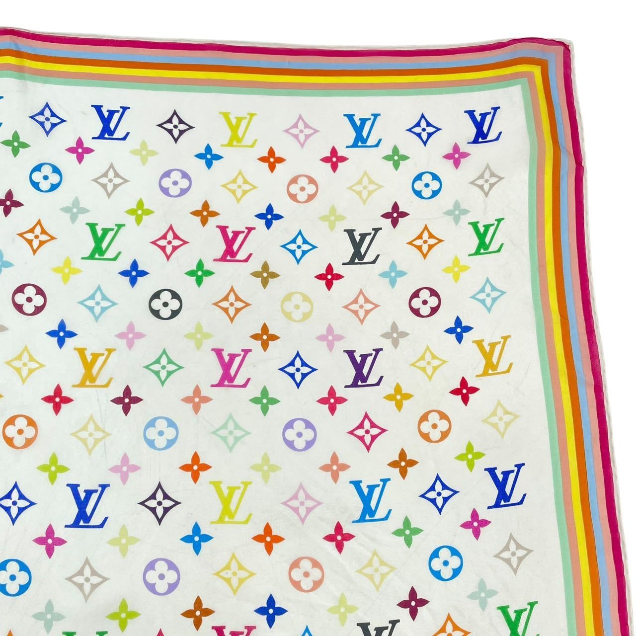 LOUIS VUITTONルイヴィトン モノグラム シルクスカーフ マルチカラー レア 極美品 LOUIS VUITTON ルイ ヴィトン スカーフ シルク モノグラム