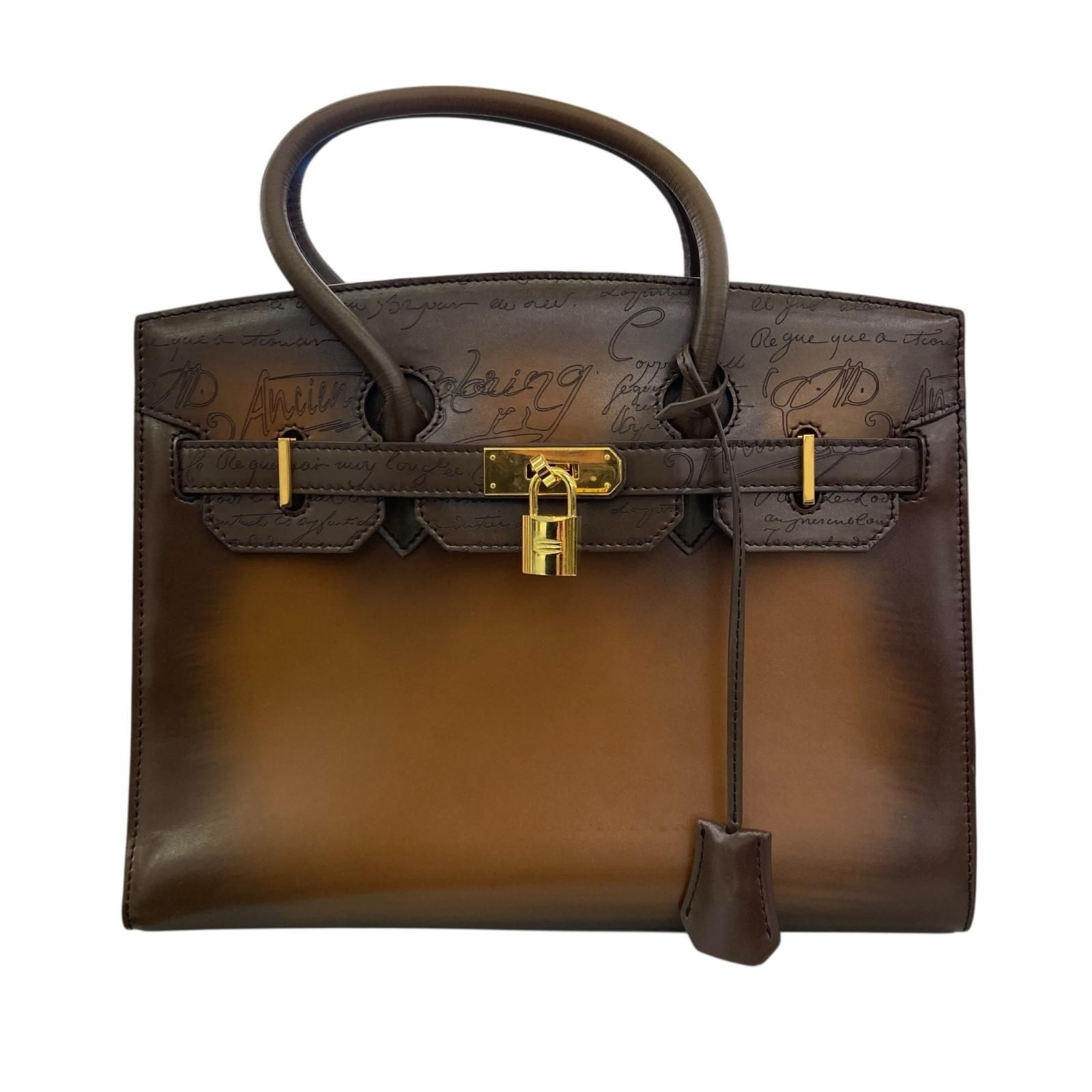 186000 ハンドバッグ ブラウン レザー - メルカリ