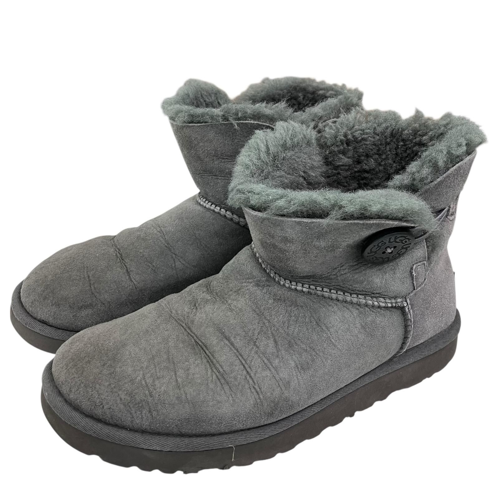 【美品】UGG/アグ　ムートンブーツ　グレー 25cm 186000 現状品 UGG アグ ショートブーツ ムートンブーツ 25cm グレー