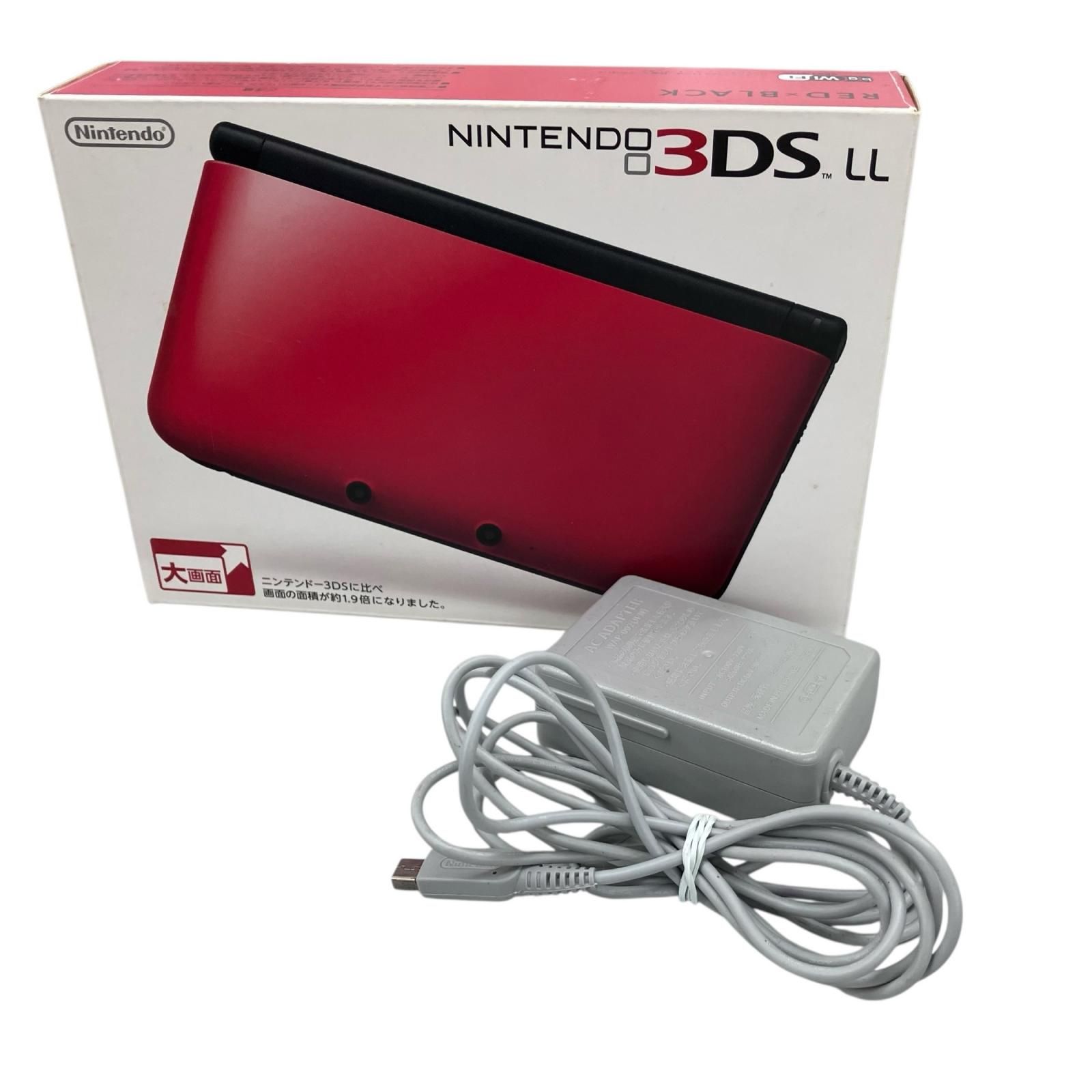 186000 Nintendo 任天堂 ニンテンドウ 3 DS LL ACアダプタ付き レッド ブラック