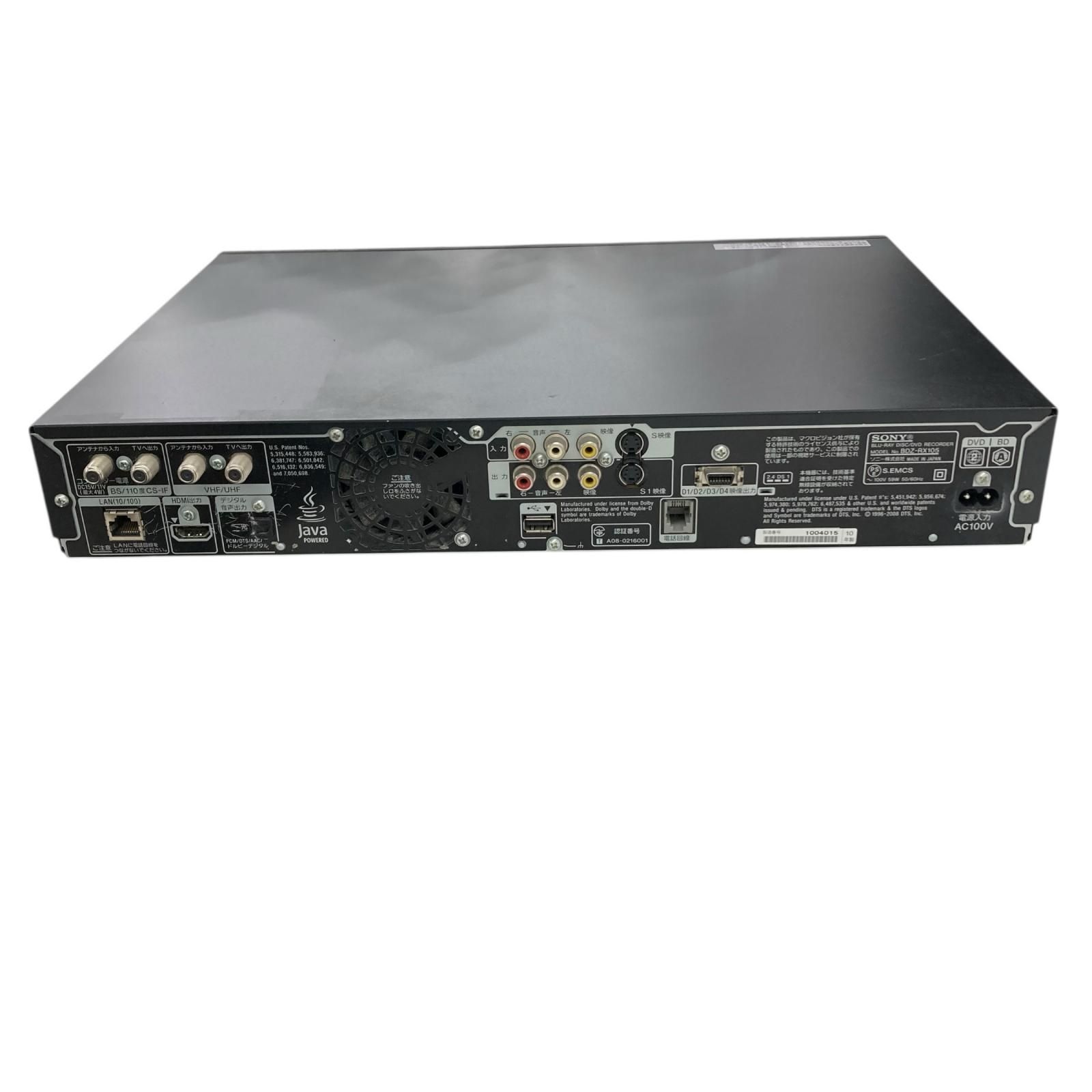 186000 通電確認のみ SONY ソニー ブルーレイ/DVDレコーダー BDZ-RX105