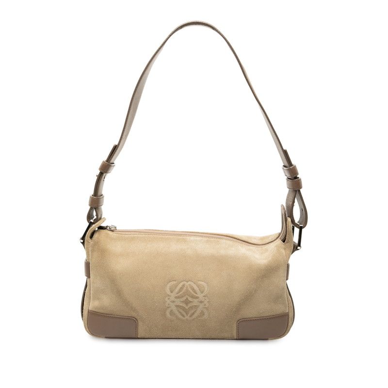 ロエベ アナグラム ベージュ ブラウン スウェード レザー レディース