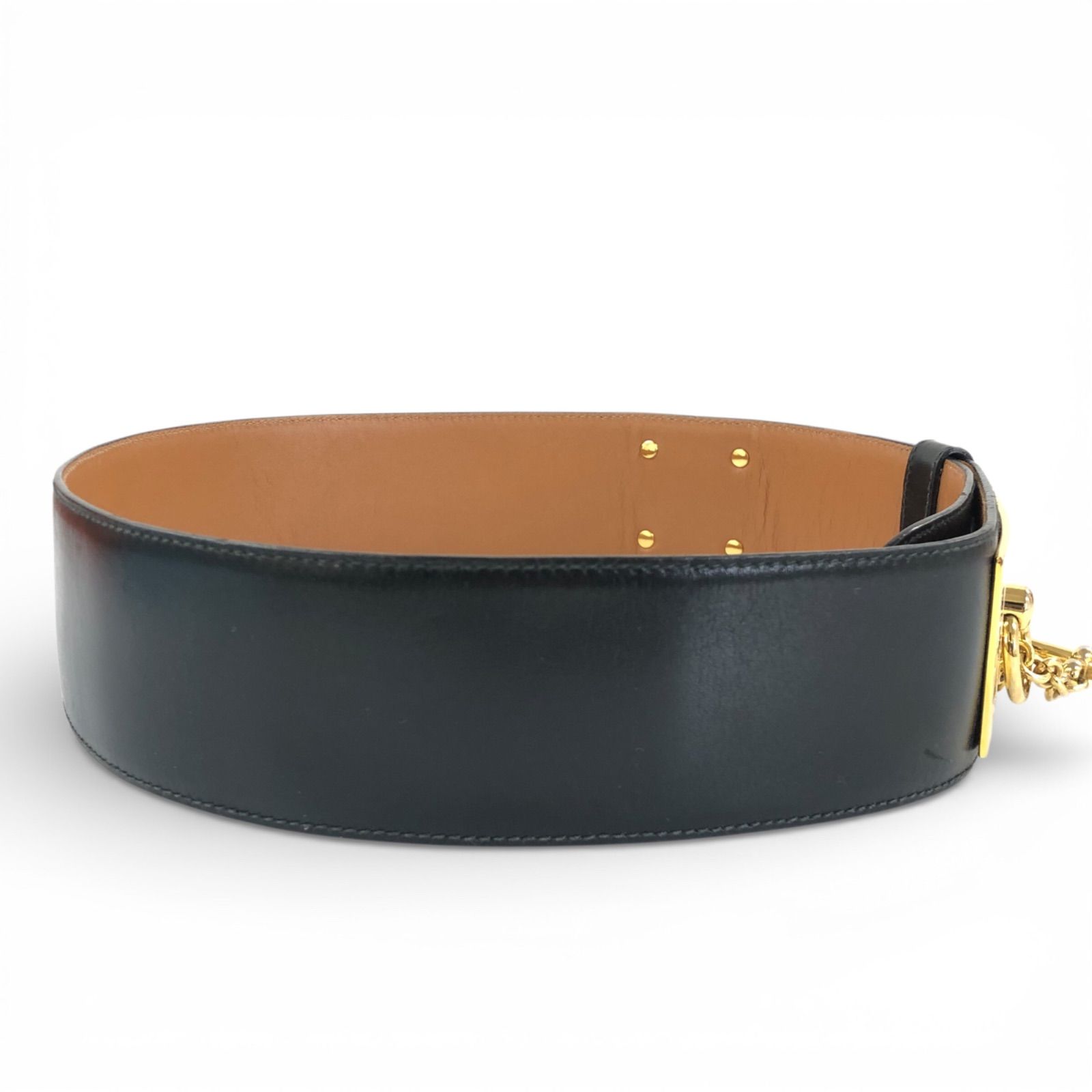 CELINE セリーヌ マンテルチェーンベルト ブラック ゴールド金具