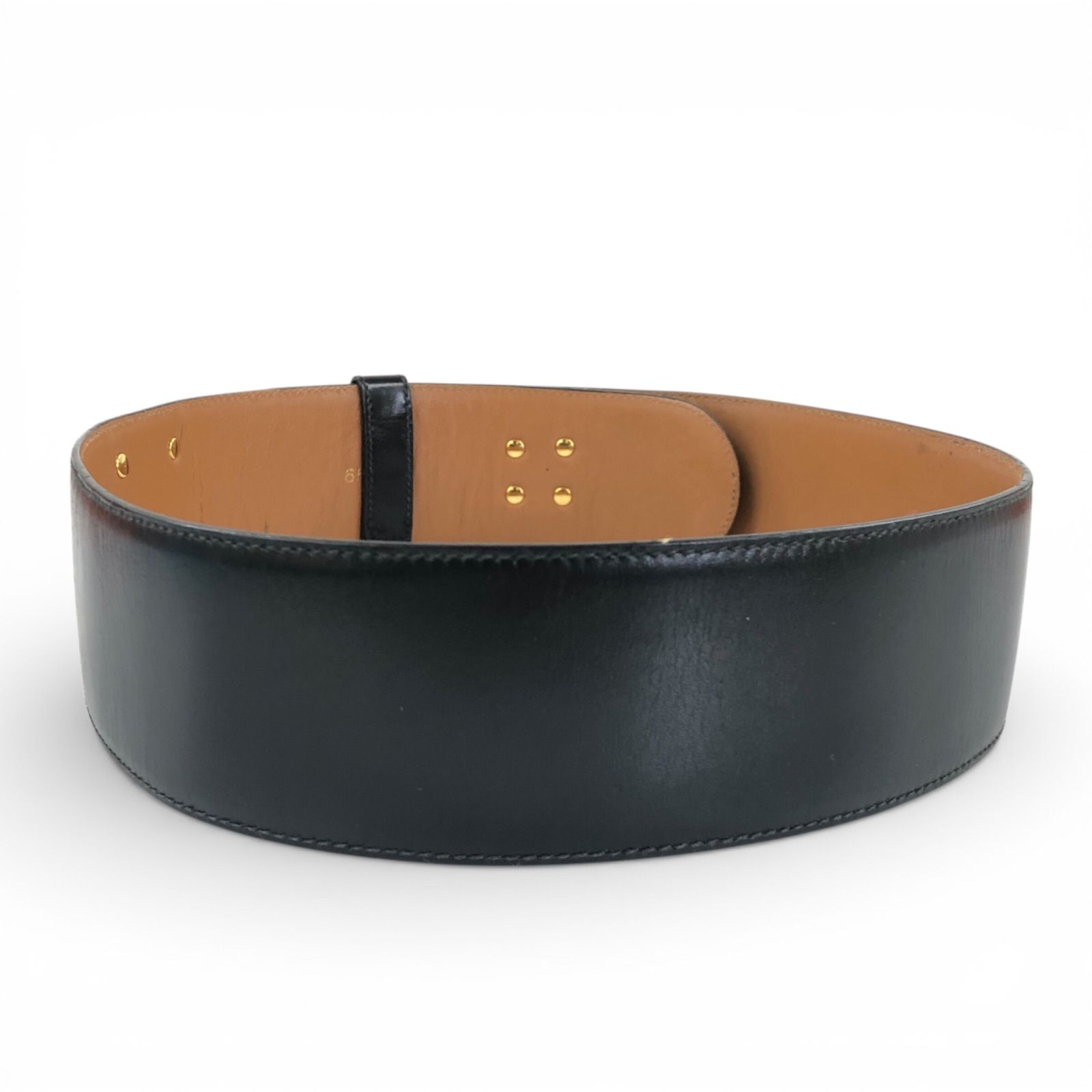 ⭐︎CELINE ヴィンテージマンテルブラックレザーベルト ゴールド金具 ⭐︎CELINE ヴィンテージマンテルブラックレザーベルト ゴールド金具