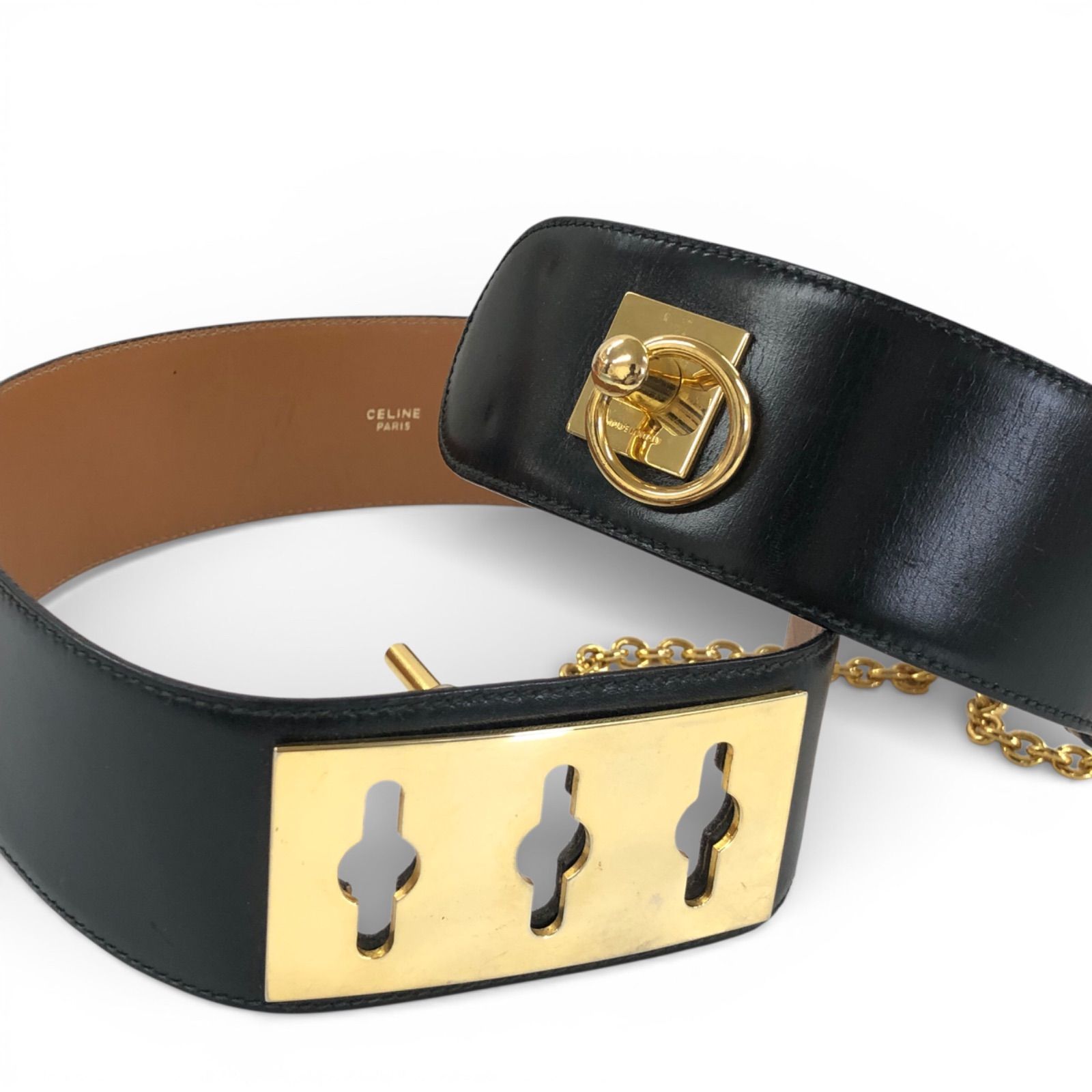 CELINE レディース バレットチェーン レザー ベルト CELINE レディース バレットチェーン レザー ベルト