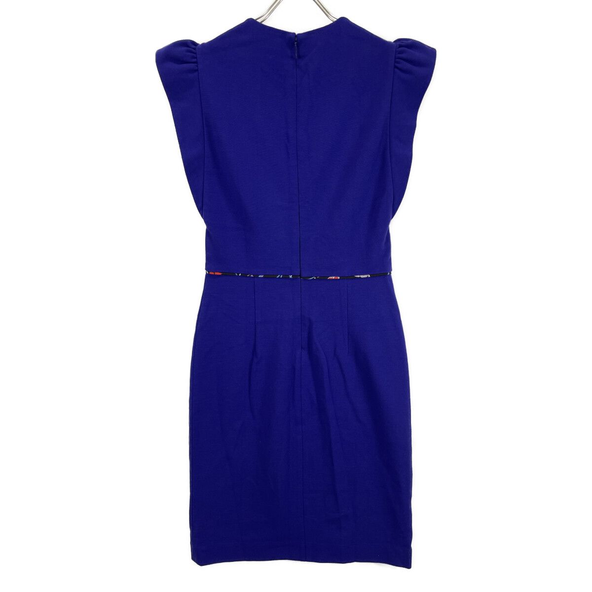 Emilio Pucci エミリオプッチ 76RH55 ﾊﾟｰﾌﾟﾙ 袖ﾌﾟｯﾁ柄 ﾌﾘﾙﾉｰｽﾘｰﾌﾞ ﾄﾞﾚｽ