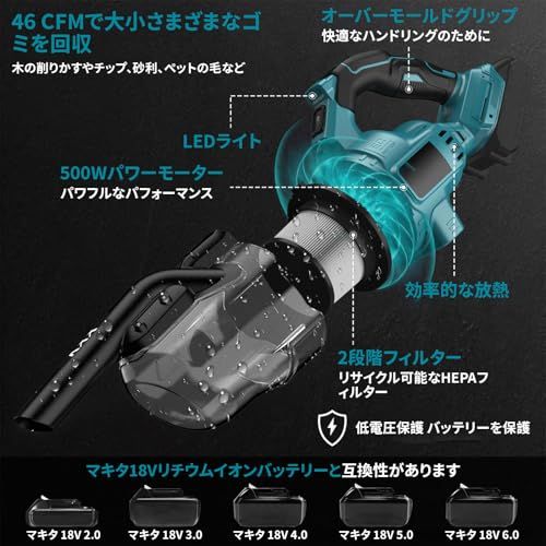 迅速に発送】充電式掃除機 コードレス 集塵機 マキタ18Vバッテリーに