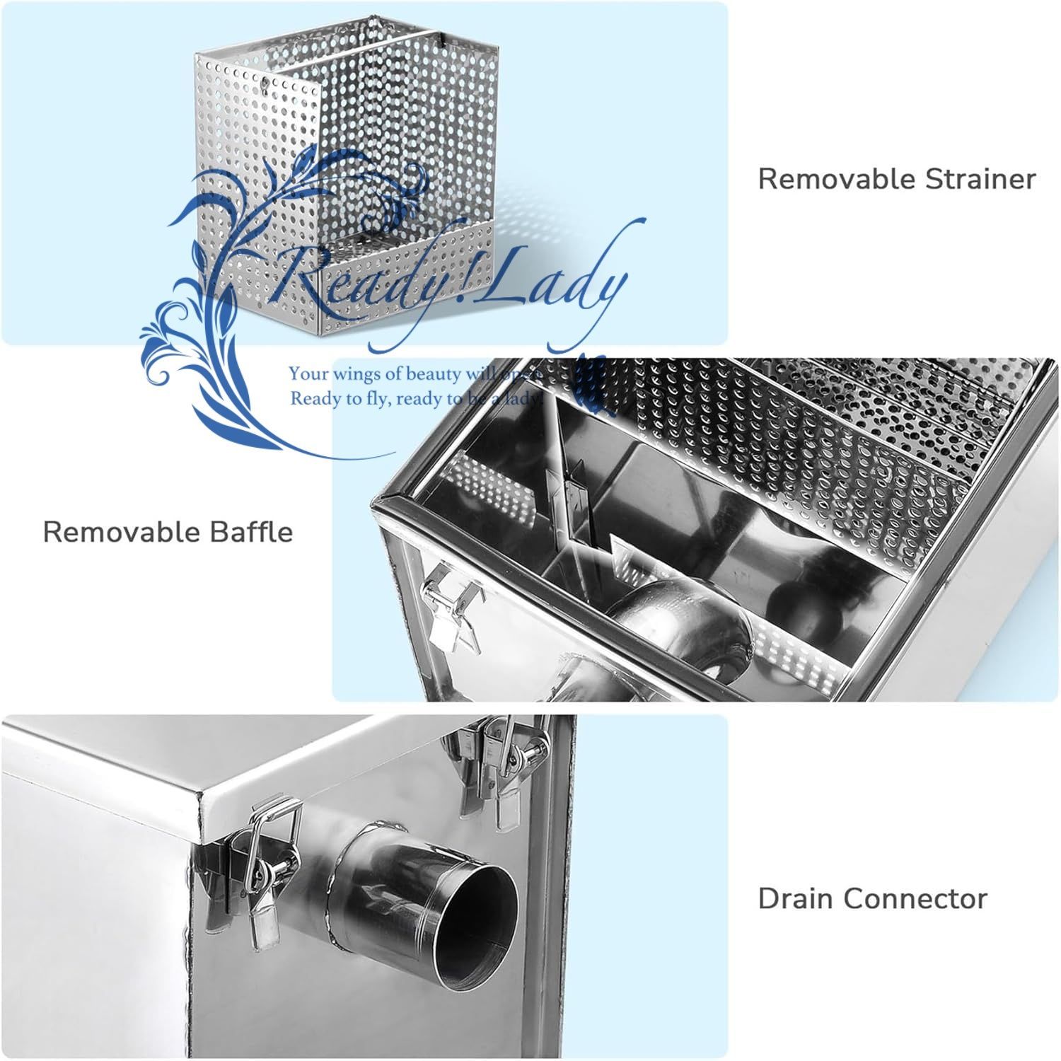  グリストラップ 商業廃水のグリス トラップ 8ポンド 商業用グリストラップ ステンレススチール インターセプター 40 x 25 CM その他 キッチン 食器